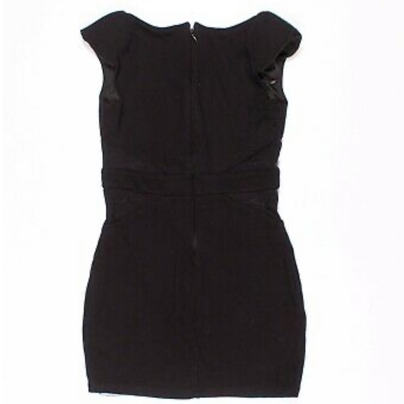 Bebe Black Cap Sleeve Mesh Cut Out Bodycon Mini Party Dress Size Small - Picture 4 of 9